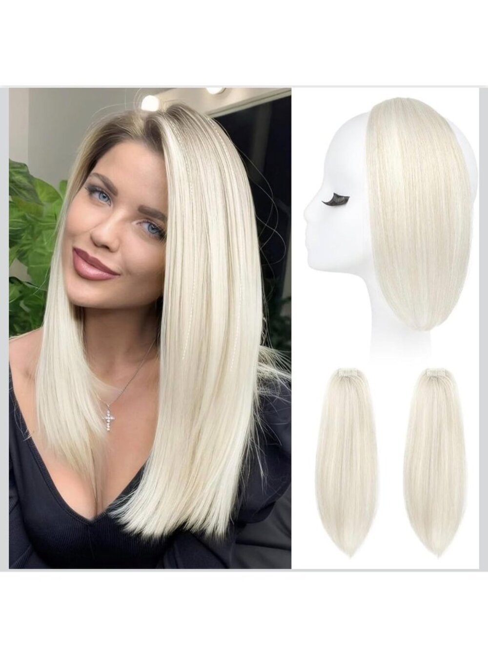 Reecho Clipping Hair Volumizer 2 Piece 12 In Short Thick Clip In Hairpiece Plati